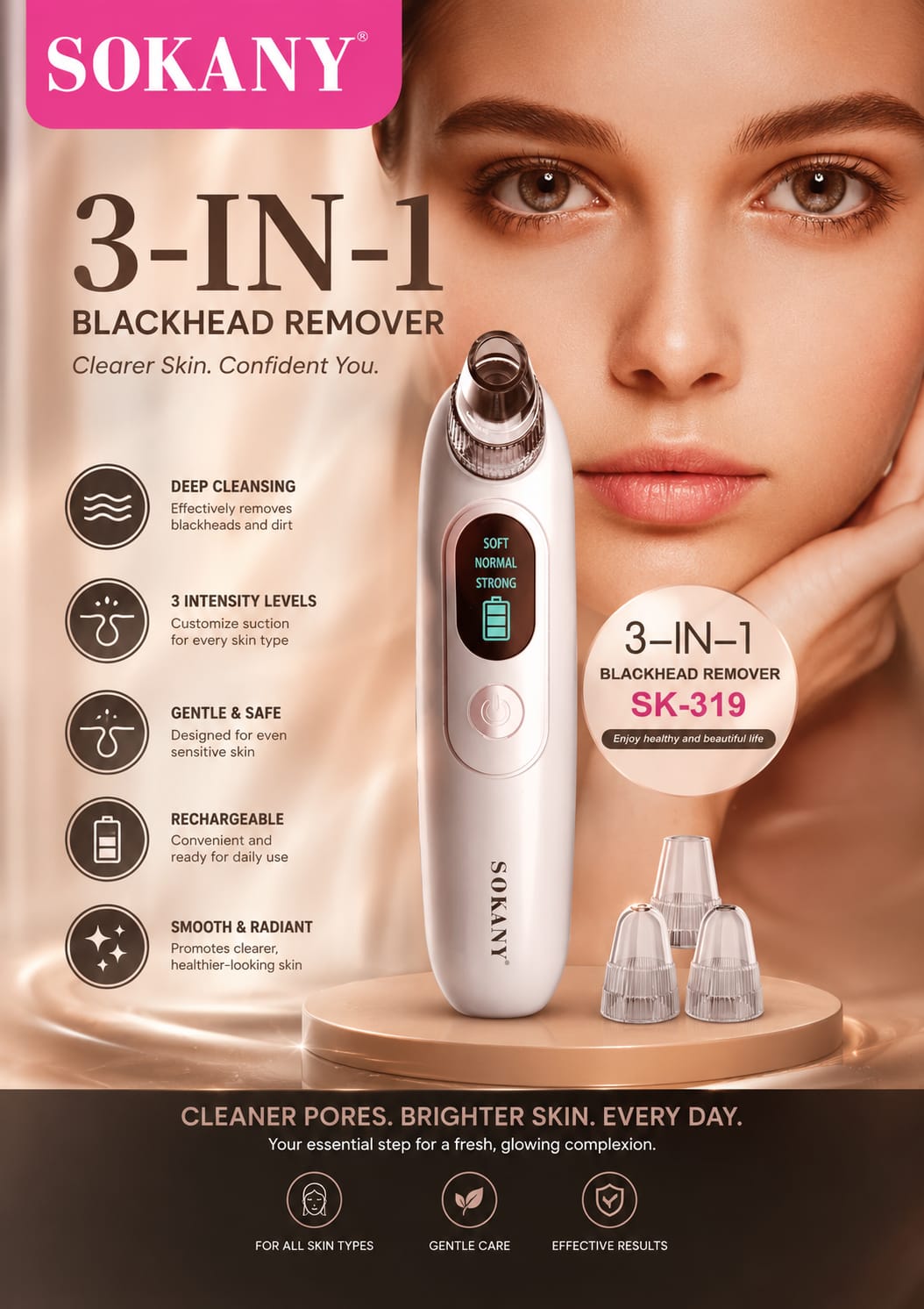Sokany 3-in-1 Blackhead Remover