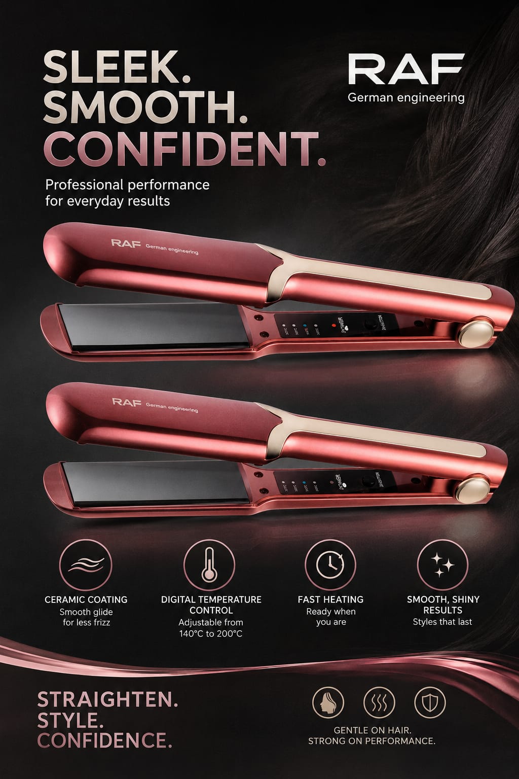 RAF Straightener Pink 140°C to 200°C