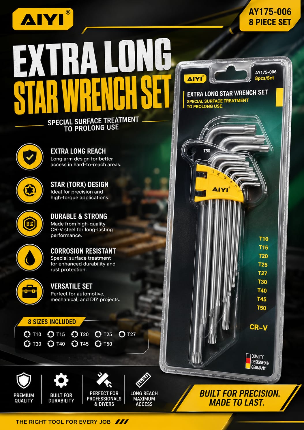 AIYI Extra Long Star Wrench Set